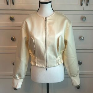 NWT Love Bonito Cream Silk Jacket